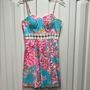 Lilly Pulitzer Women’s Floral Print Dress w/Lace Detail- Size 0